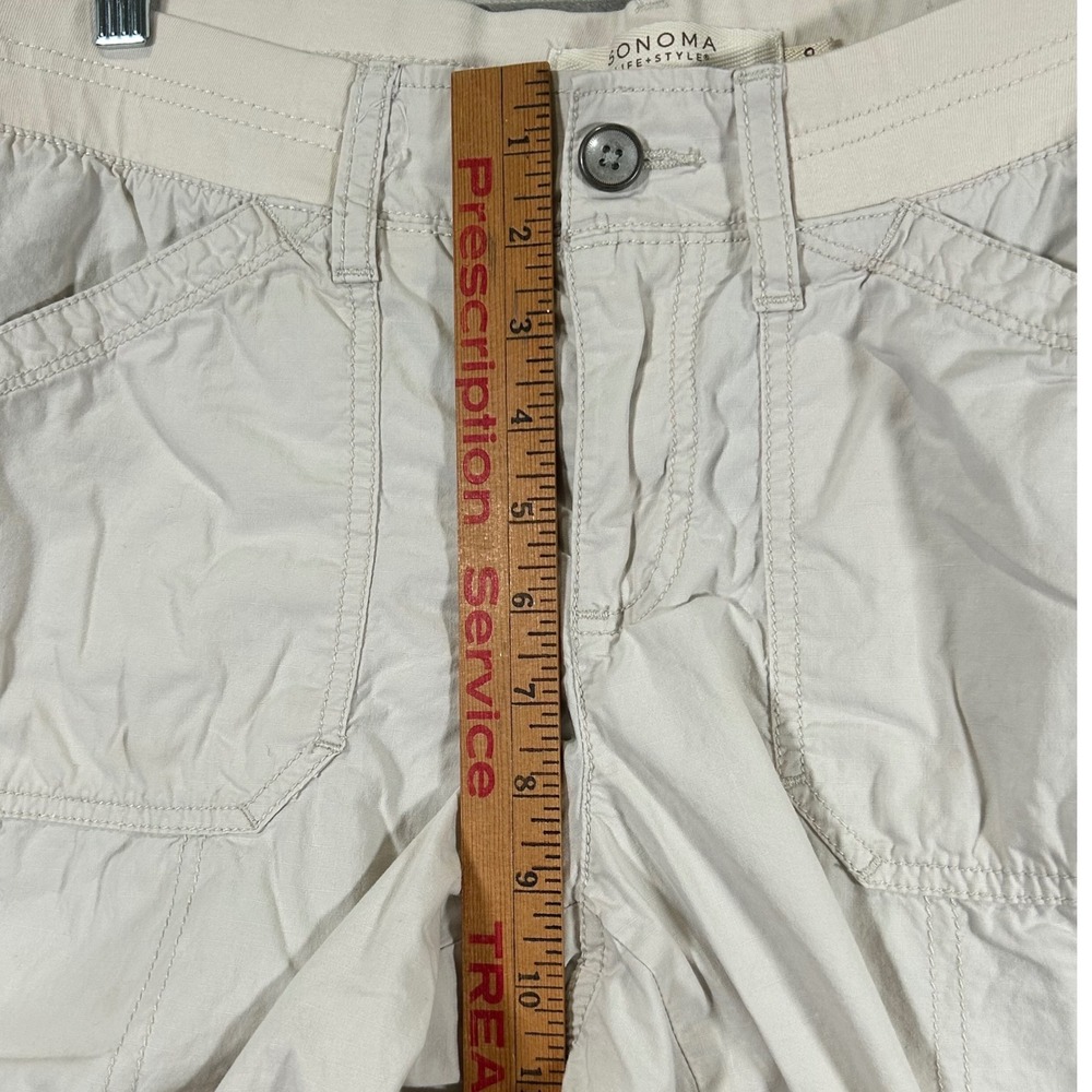 Sonoma Life Style Skimmer Khaki Cargo Pants Beige Womens Size 8 Utility Cropped - Picture 6 of 10